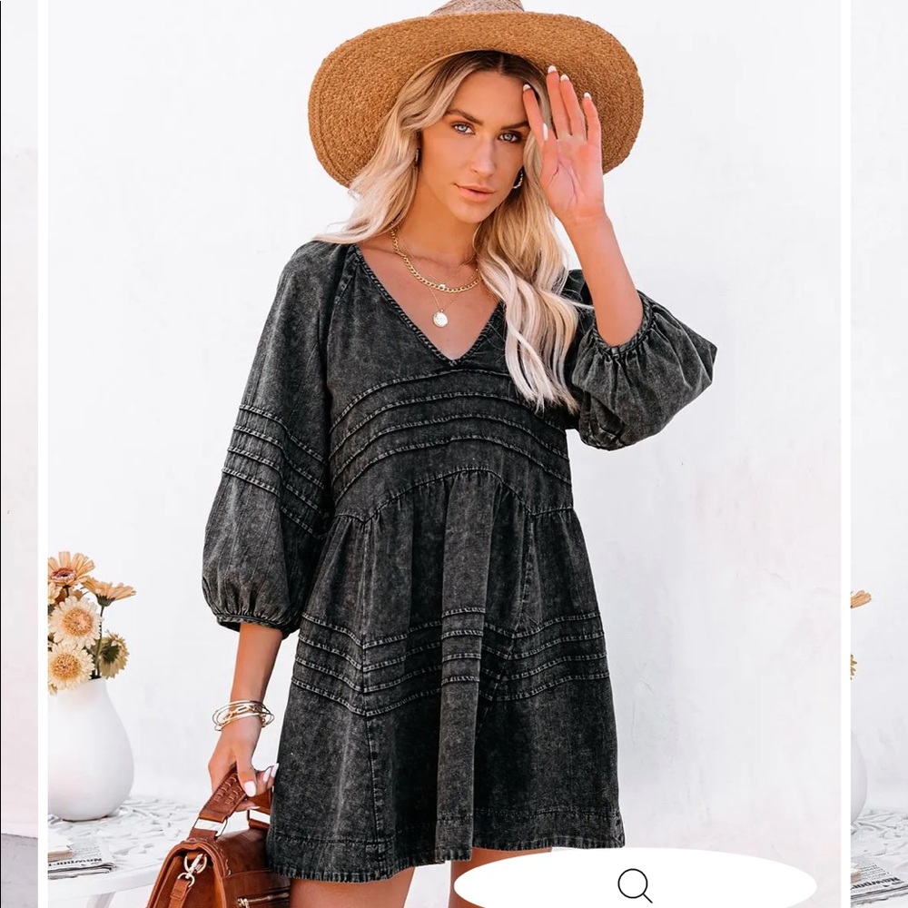 NWT Vici Dolls Irvine Cotton Pocketed Denim Babydoll Dress